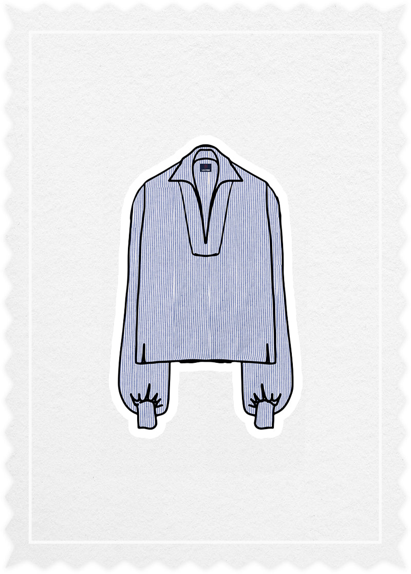 Striped Linen 'Polo Blouse'