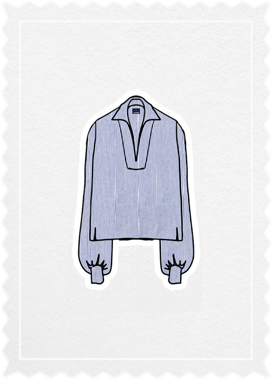 Striped Linen 'Polo Blouse'